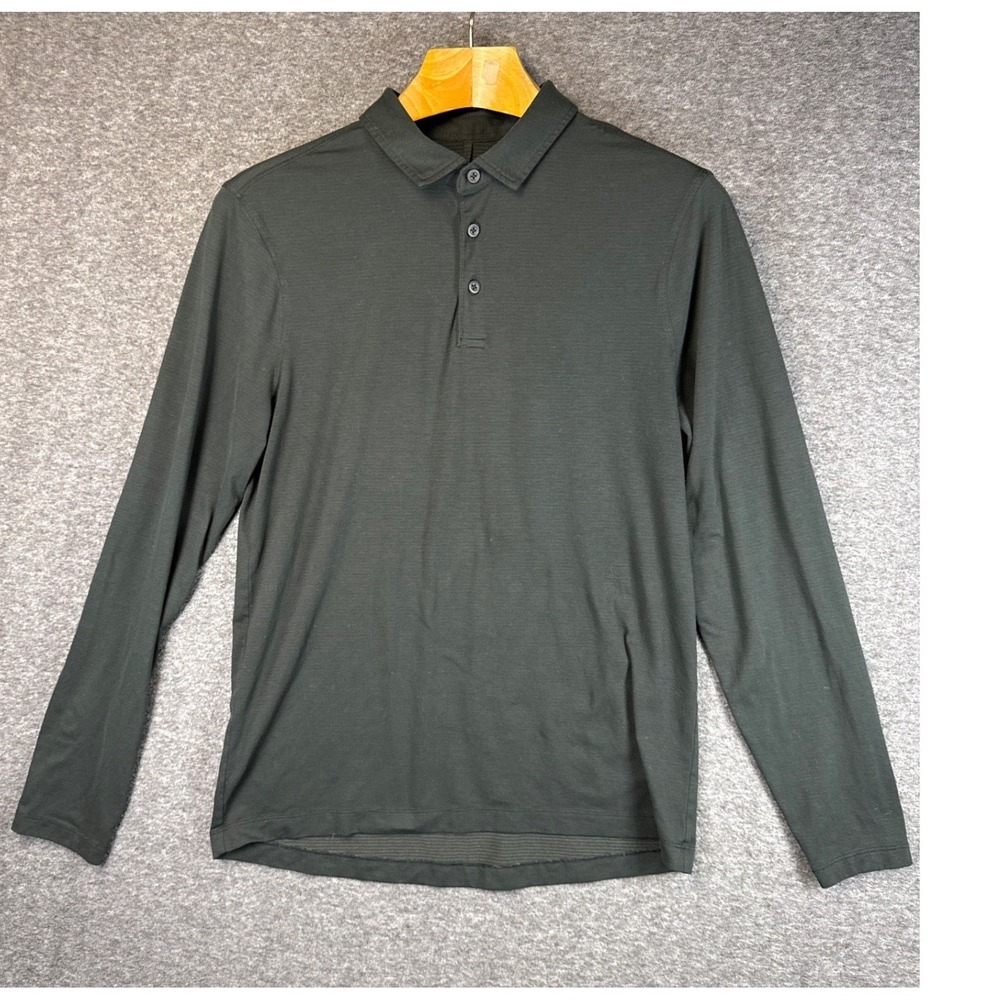 Lululemon Performance Long Sleeve Shirt Dark Green Athletic Slim Fit Mens Size S